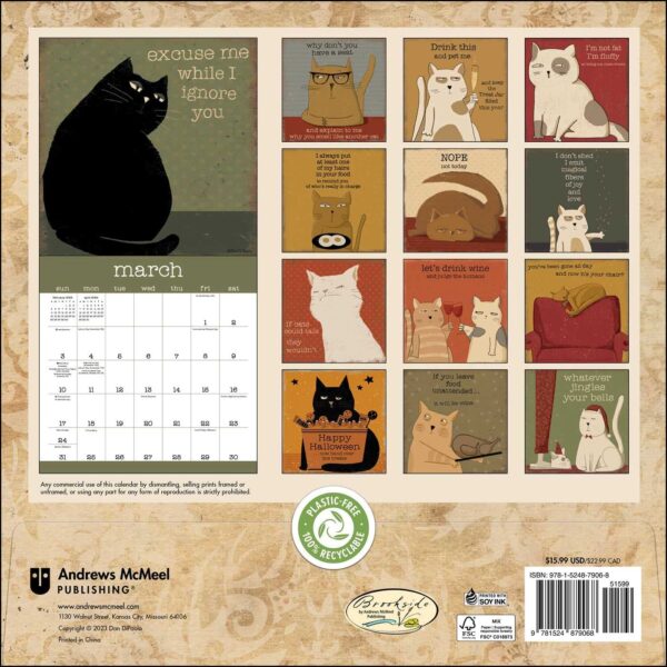😸A Year of Snarky Cats 2024 Wall Calendar