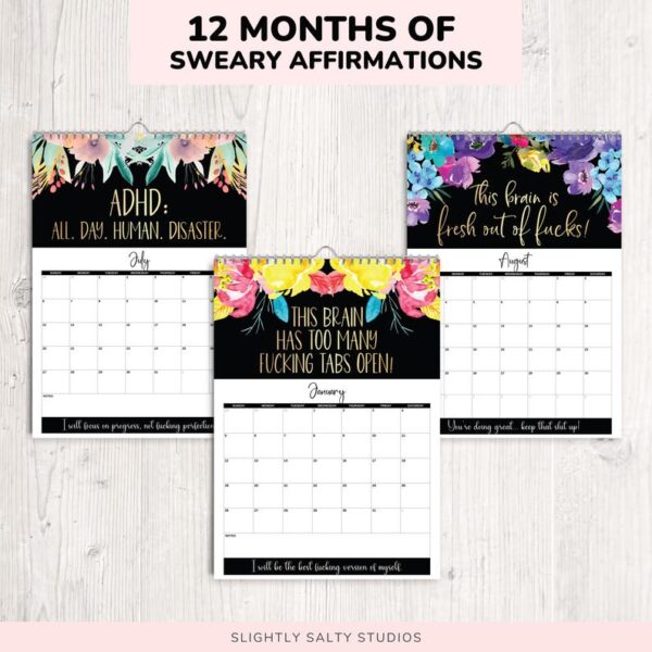 2025 Funny Adult Monthly ADHD Neurospicy Wall Calendar