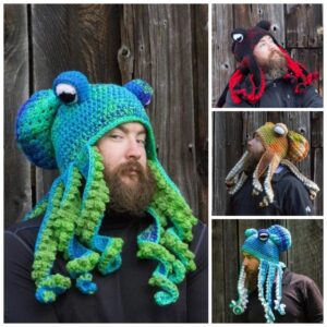 🐙Octopus Pattern Color Block Knitted Hat👒